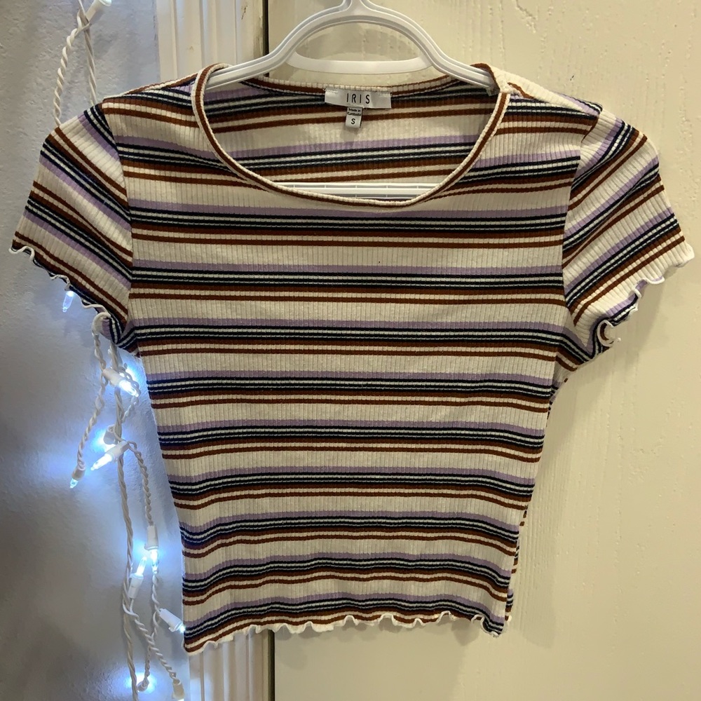 White Striped Crop Top